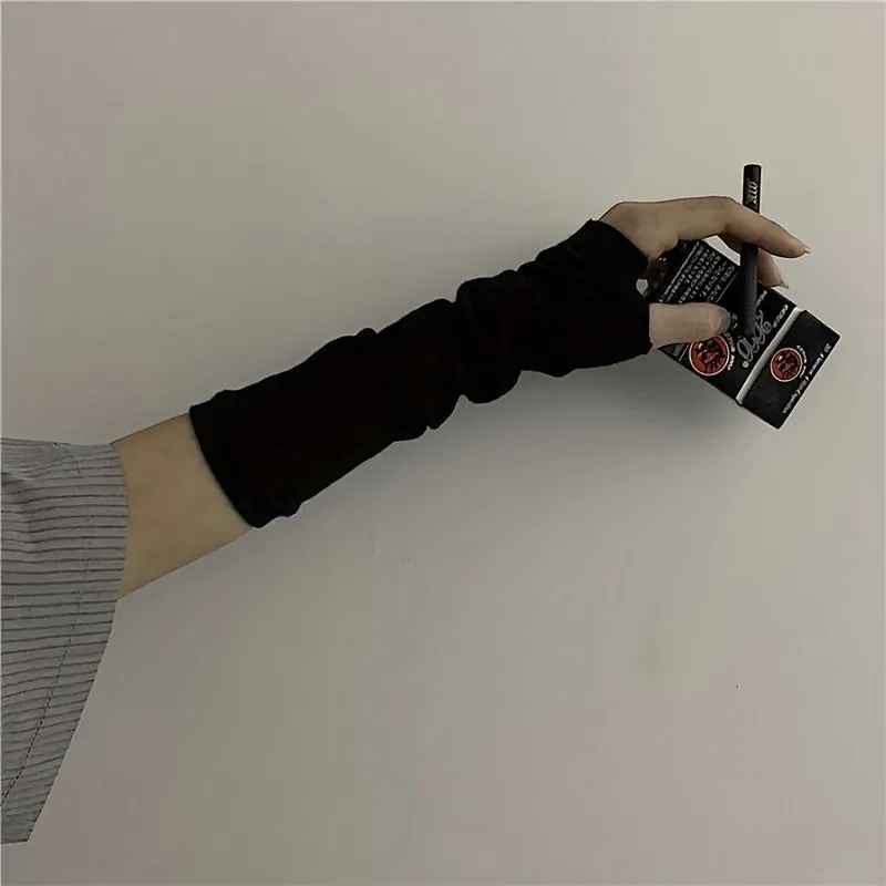 Y2K Striped Fingerless Gloves Unisex Harajuku Gothic Decor