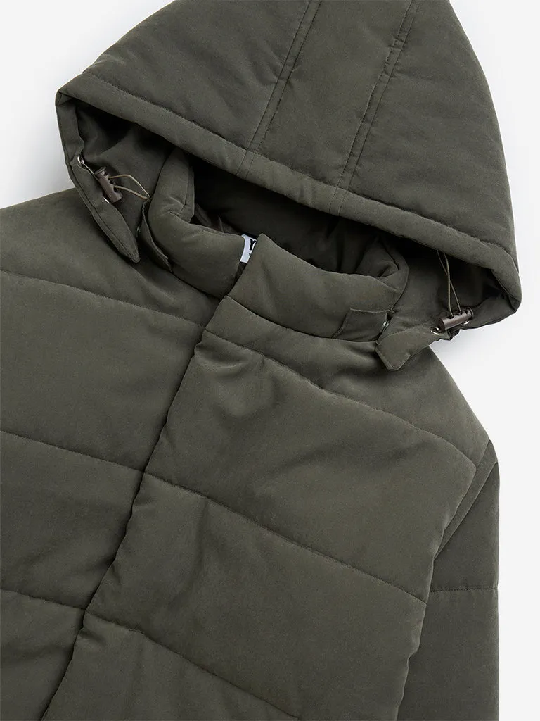 Y&F Kids Olive Quilted Puffer Jacket