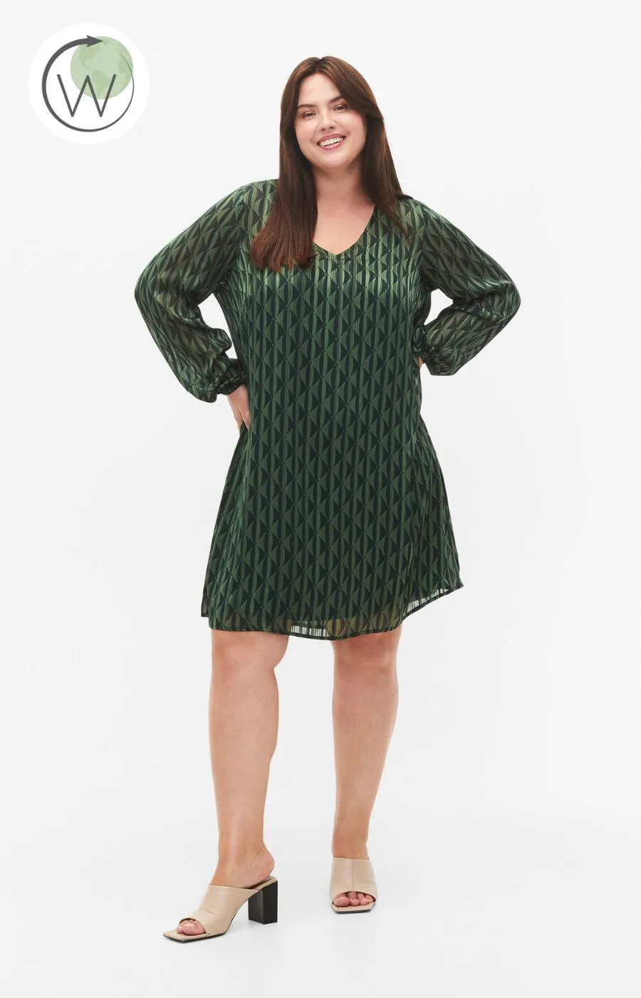 Zizzi Lucy Dress in Green